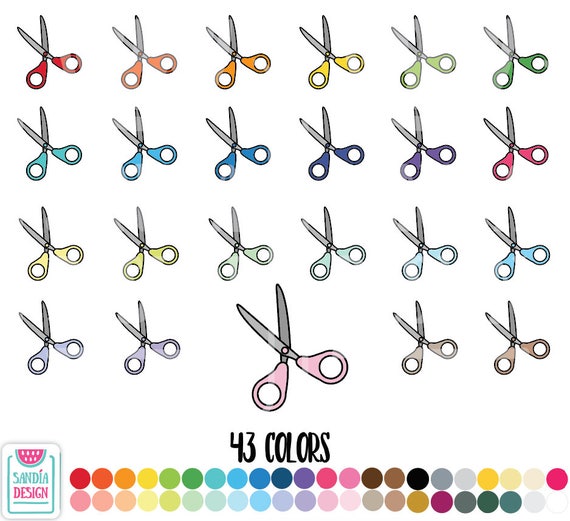 Doodle Scissors Clipart. Personal and Comercial Use. Etsy
