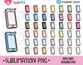 Doodle Cell phone Clipart, Sublimation PNG Clipart