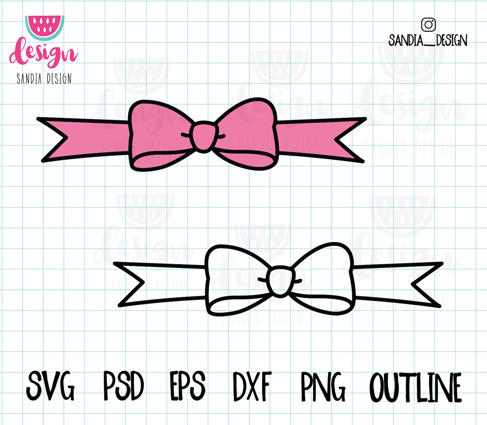 Doodle Bow Divider, SVG, PNG, Psd, Outline, Personal and Commercial Use ...