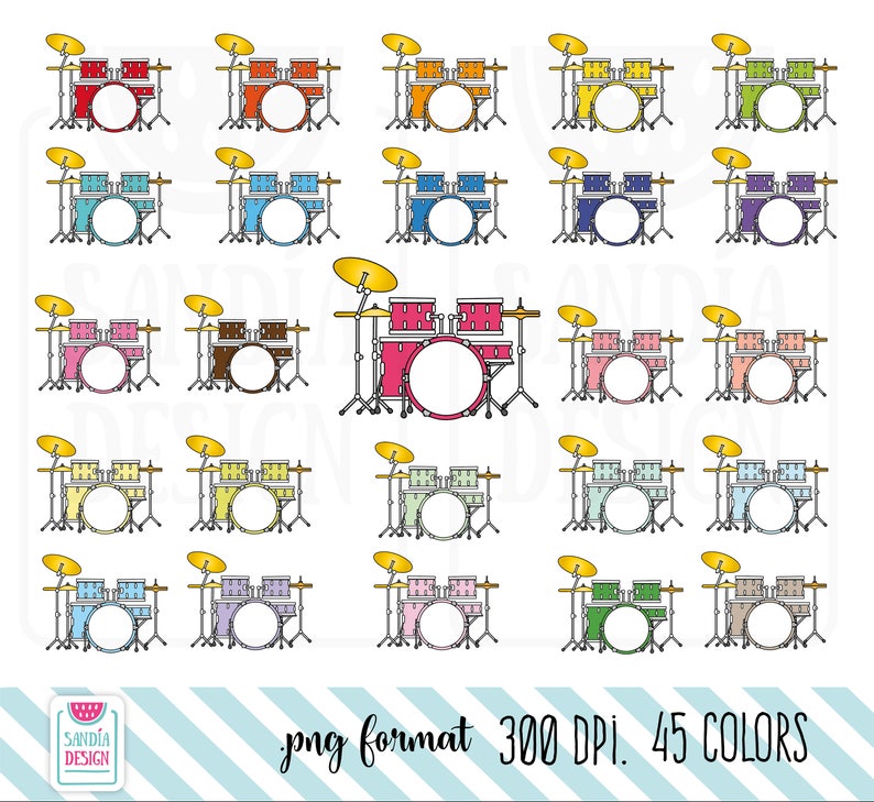 Personal and comercial use. 45 Doodle Drums Clipart