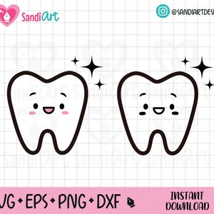 Doodle Tooth, Happy Tooth, SVG, PNG, EPS, outline, dxf, commercieel gebruik.