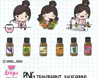 Oil scents, Chibi, Chibi girl, Dark Haired girl, Girl Sticker, Chibi girl, Print and Cut Stickers, Personal and comercial use.