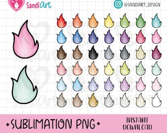 Doodlecute fire flame, Sublimation PNG Clipart