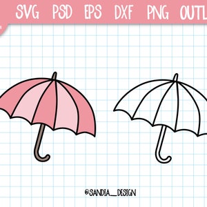 Doodle umbrella, SVG, PNG, Psd, outline, personal and commercial use