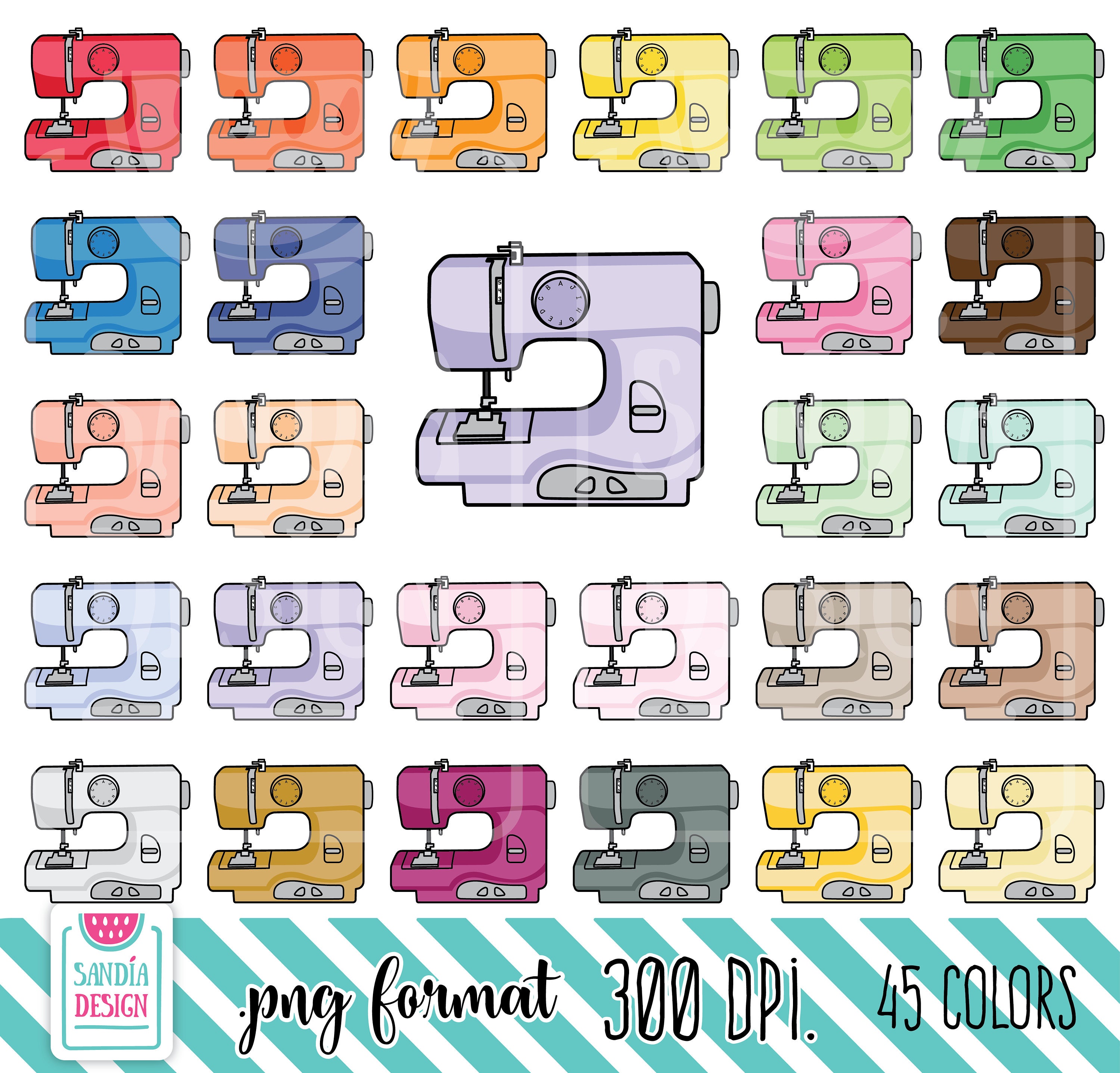 Sewing machine drawing with labels easy