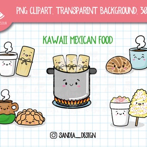 Kawaii Mexican food Clipart, Street food Clipart, Personal and comercial use