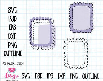 Full Box Scallop, SVG, PNG, PSD, outline, personal and comercial use