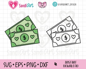 Doodle Money Bills, SVG, PNG, PSD, outline, dxf, Personal and commercial use.