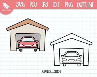 Doodle garage, SVG, PNG, Psd, outline, personal and comercial use