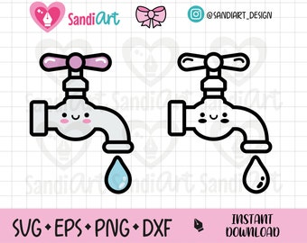 Cute Water Tap, Editable files, SVG, EPS, PNG, Dxf, Outline, Commercial use