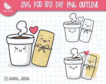 Süßes Paar Atole und Tamale, SVG, PNG, PSD, Umriss, persönliche und kommerzielle Nutzung
