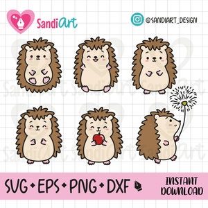 Cute Hedgehog SVG, EPS, PNG, Dxf, for Cricut, Silhouette, Sublimation, Personal and Commercial use
