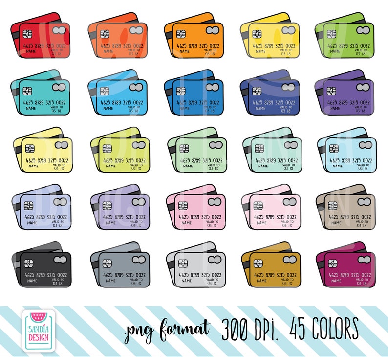 45 Doodle Credit Card Clipart. Personal and Comercial Use. Etsy Ireland