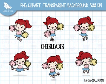 Redhead Cheerleader Girl Character, Clipart, Chibi Girl, Personal and commercial use