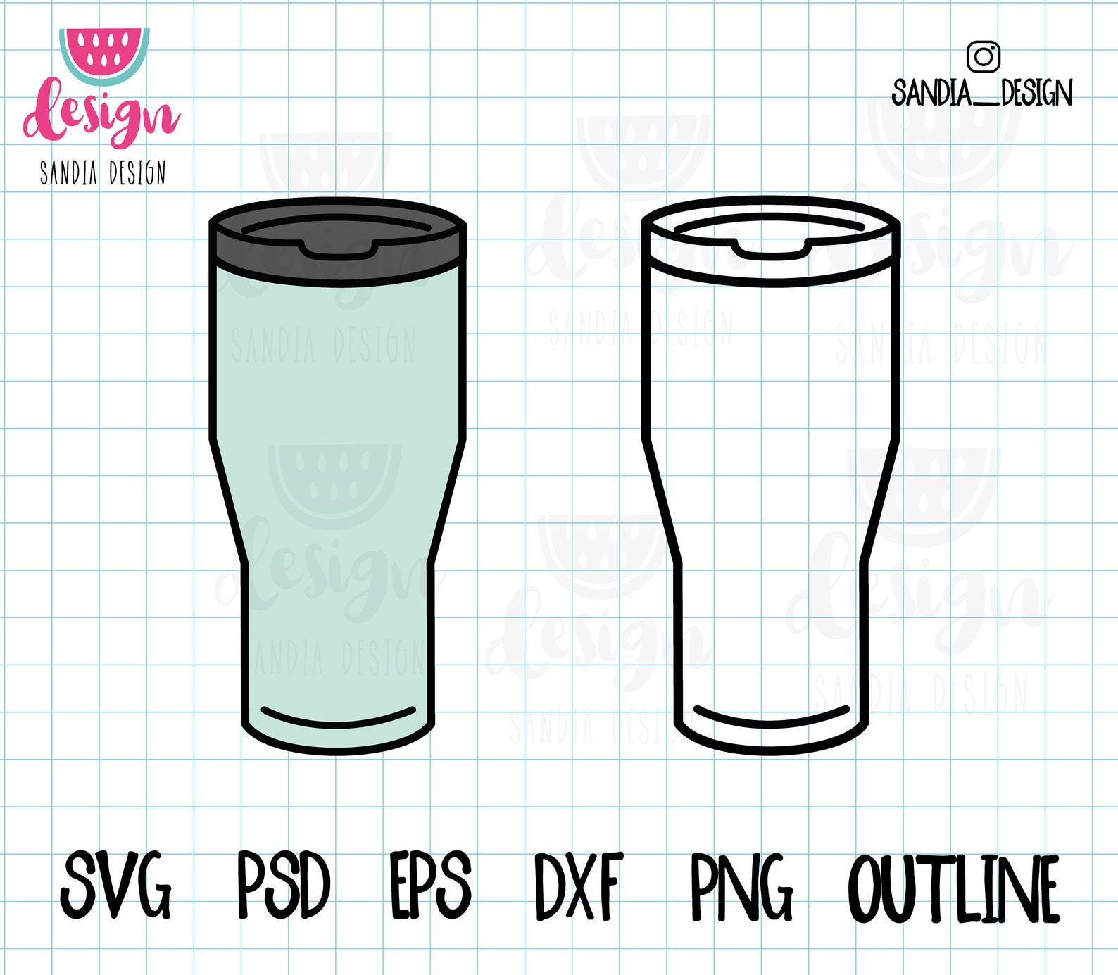 Doodle Tumbler Travel Mug SVG PNG Psd Outline Personal  Etsy