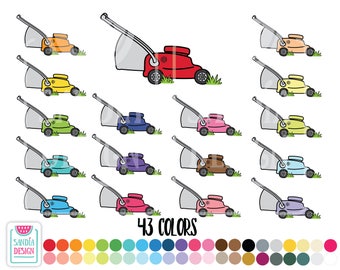 43 Doodle Lawn Mower Clipart. Personal and comercial use.