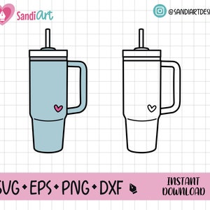 Tasse isotherme Doodle, gobelet, mug de voyage, EPS, SVG, PNG, DXF, contour