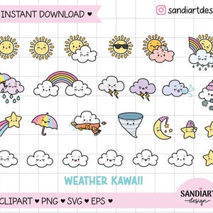 Doodle Weather Kawaii icon Clipart, PNG, SVG and EPS, personal and comercial use