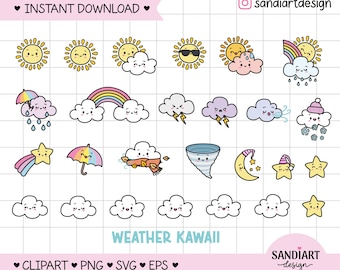 Doodle Weather Kawaii icon Clipart, PNG, SVG and EPS, personal and commercial use