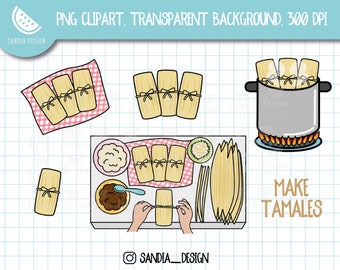 Make Tamales Flat Lay Clipart, Personal and comercial use