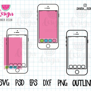Doodle Smartphone, SVG, PSD, PNG, Outline, Clipart. Personal and commercial use.