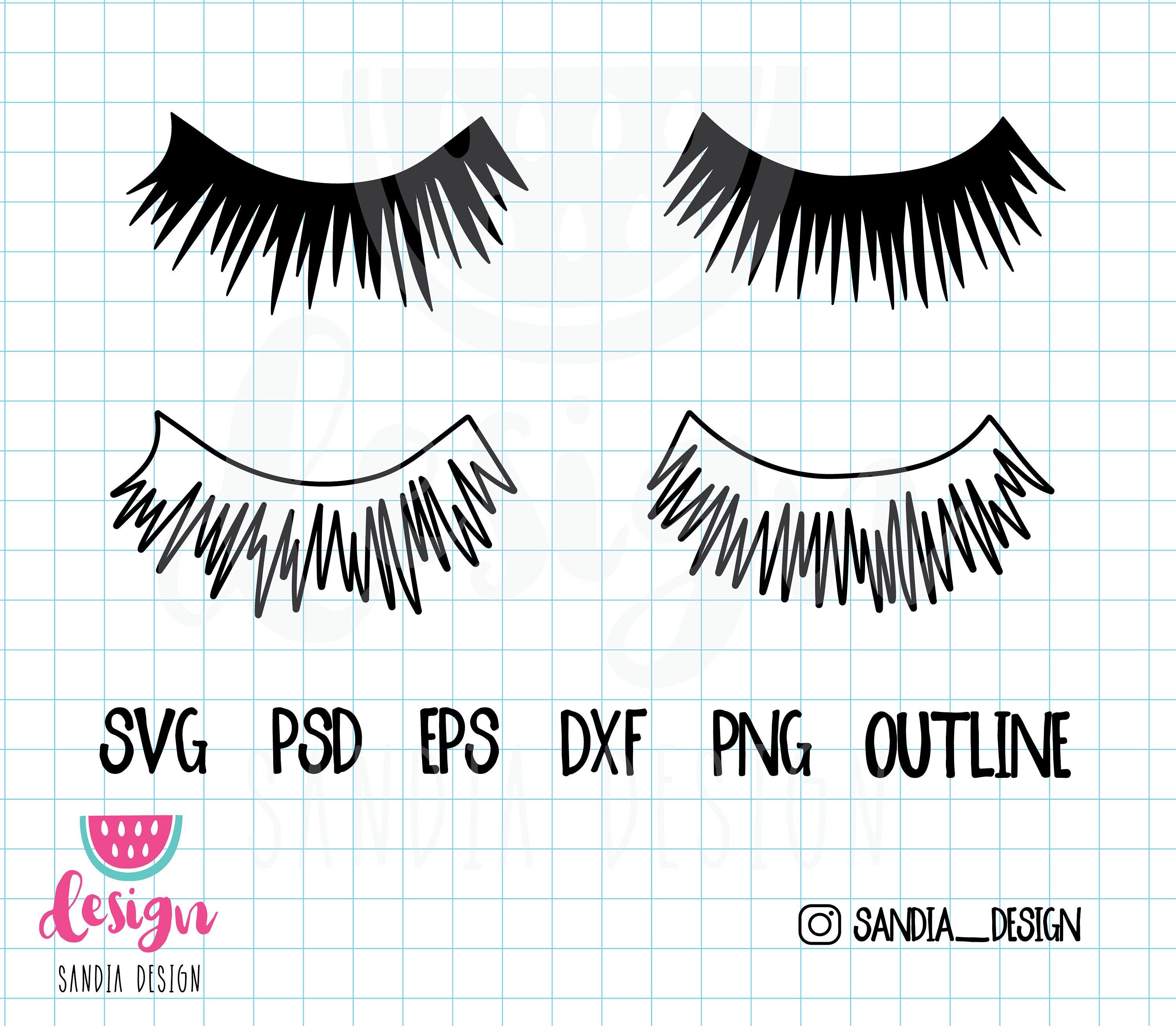 Doodle Eyelashes SVG PNG PSD outline personal and Etsy España