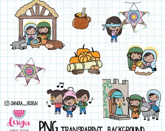 Posada mexicana, Nacimiento, clip art, Chibi girl sticker, Chibi Brunette, Chibi girls, girls clipart, Clipart, Clipart png, PNG file.