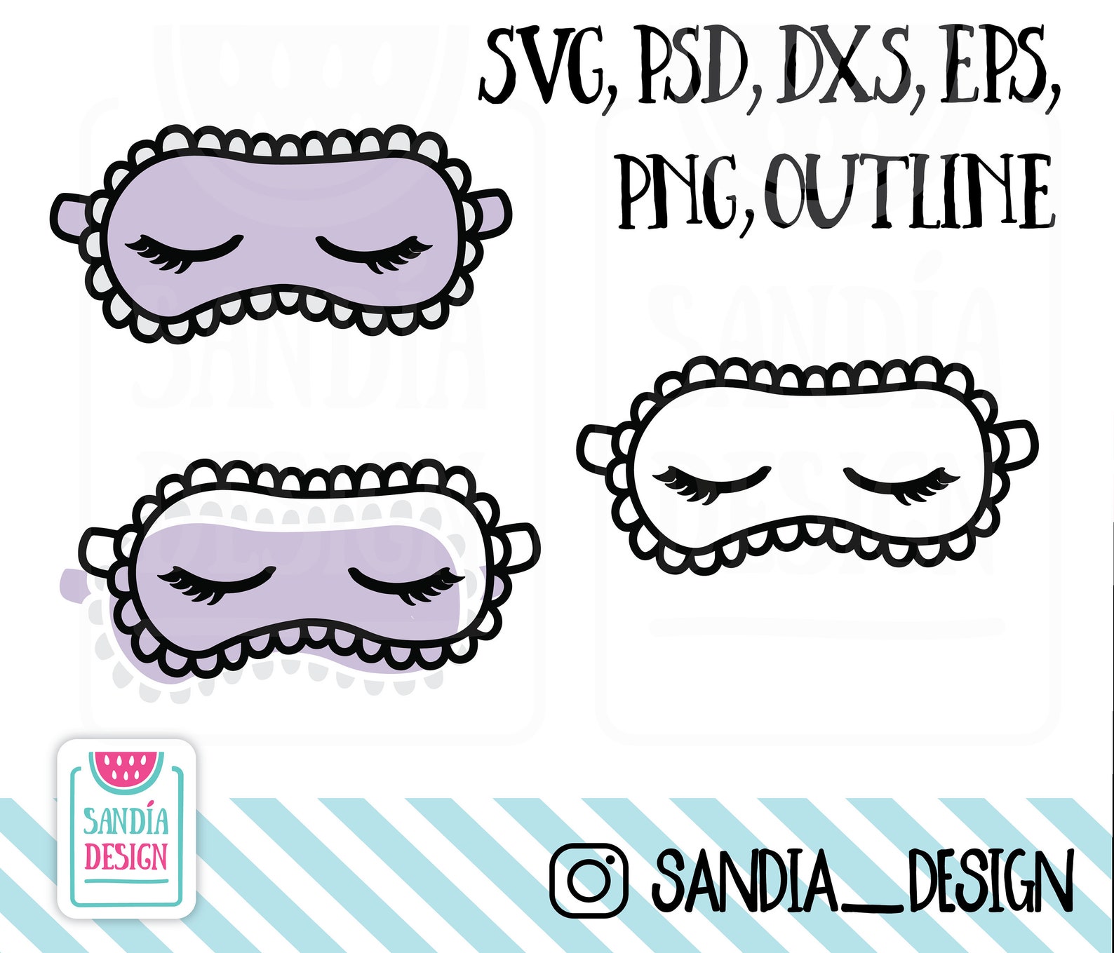 Doodle Sleeping Mask SVG PNG PSD Outline Dxf Personal - Etsy