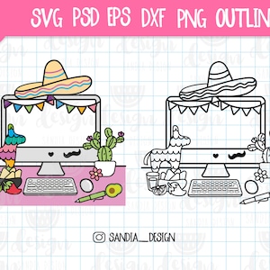 Doodle 5 de Mayo Desk, SVG, PNG, PSD, outline, Work, Personal and Commercial use