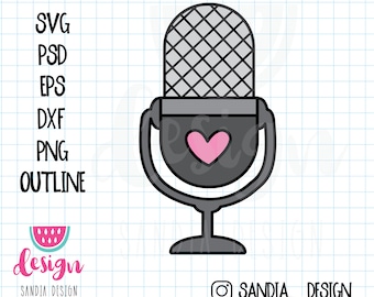 Doodle Microphone, SVG, PNG, PSD, outline, personal and comercial use