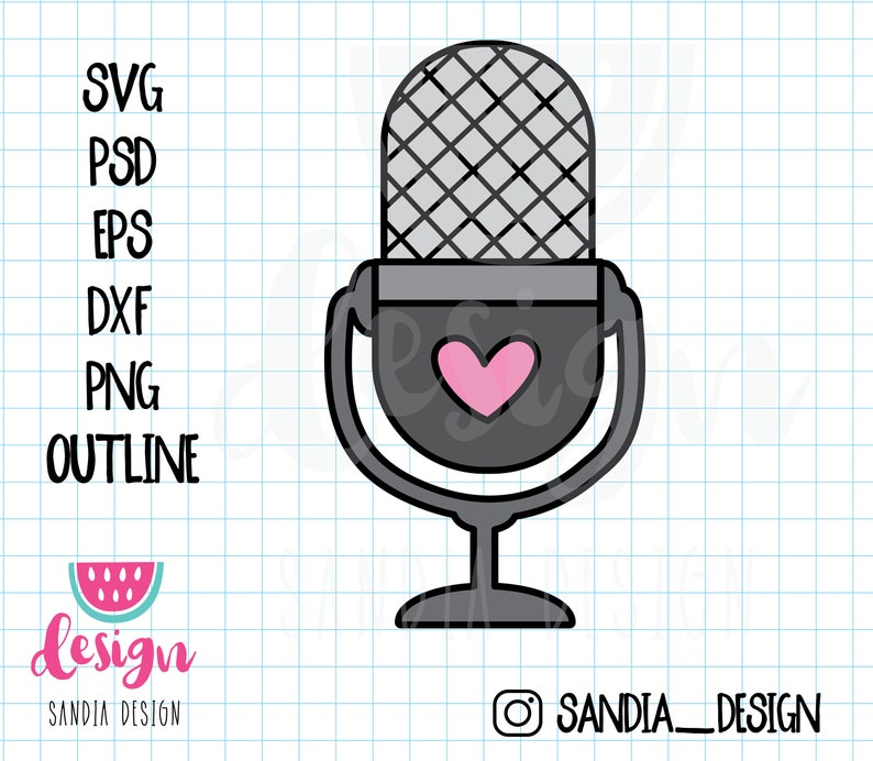 Doodle Microphone, SVG, PNG, PSD, outline, personal and comercial use image 1