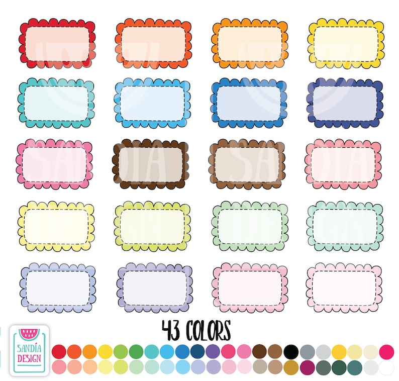 Doodle Half box scallop stitched Clipart Personal and comercial use.