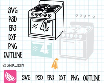 Doodle stove, SVG, PNG, Psd, outline, personal and comercial use