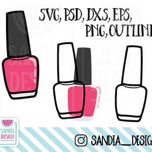 Smalto per unghie Doodle, SVG, PNG, PSD, contorno, dxf, uso personale e commerciale.