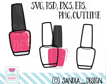 Doodle Nail Polish, SVG, PNG, PSD, outline, dxf, Personal and comercial use.