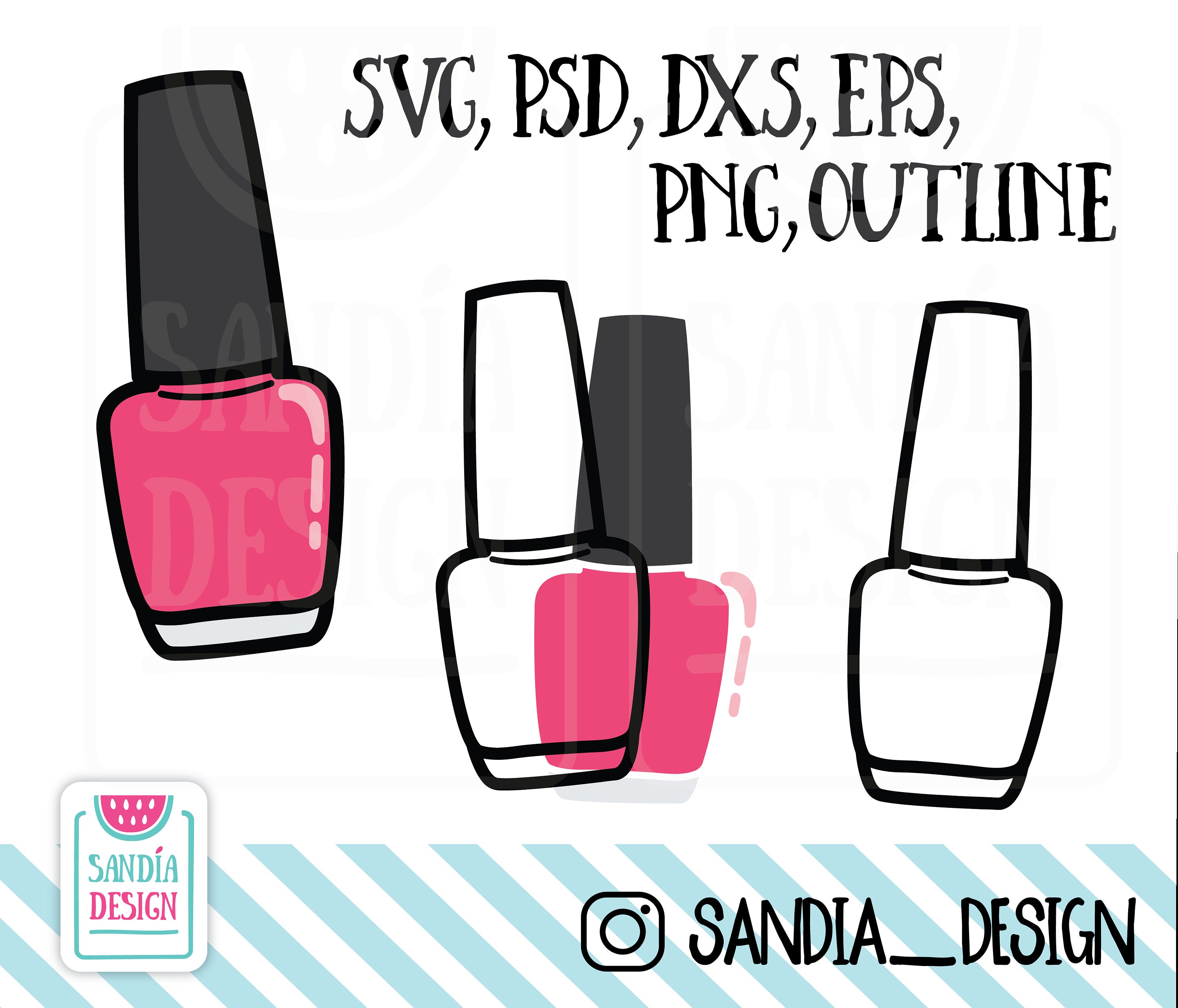 Doodle Nail Polish SVG PNG PSD Outline Dxf Personal and Etsy