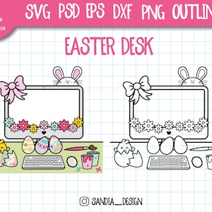 Doodle Easter Desk, SVG, PNG, outline, Work, Personal and Commercial use