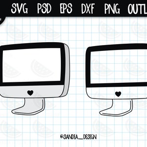 Doodle Computer, SVG, PNG, Psd, outline, personal and commercial use