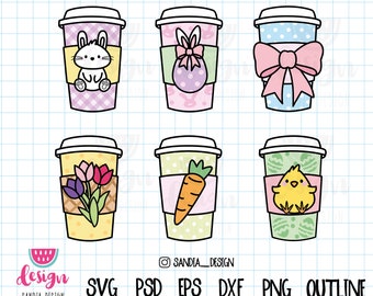 Easter Coffee Cup, SVG, PNG, PSD, outline, personal and comercial use