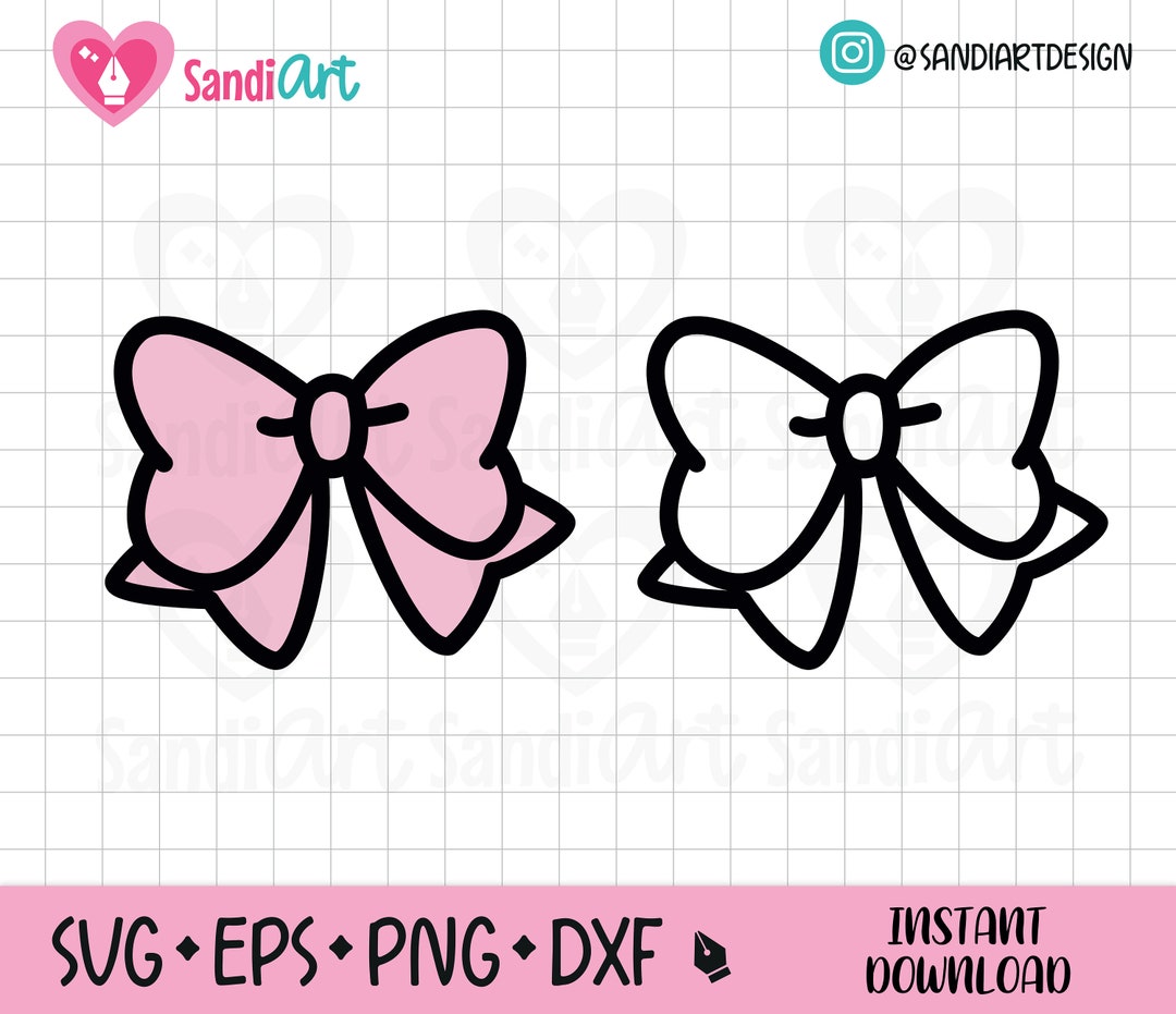 Kawaii Bow, Doodle Bow, Cute Bow Clipart, EPS, SVG, PNG, Dxf, Outline ...