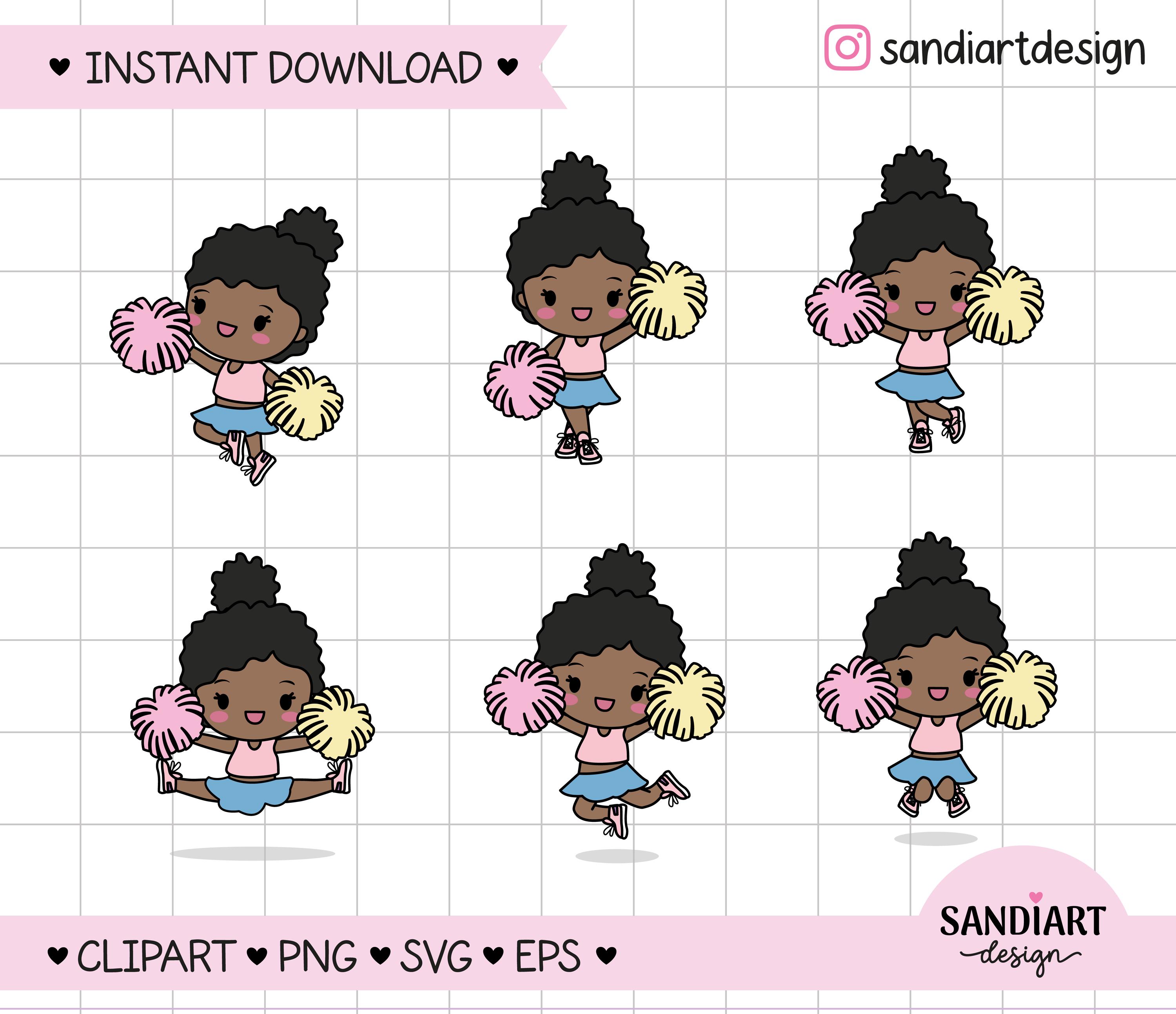 Cheerleader Clipart, Chibi Girl Afro, Clipart, PNG, SVG and EPS ...