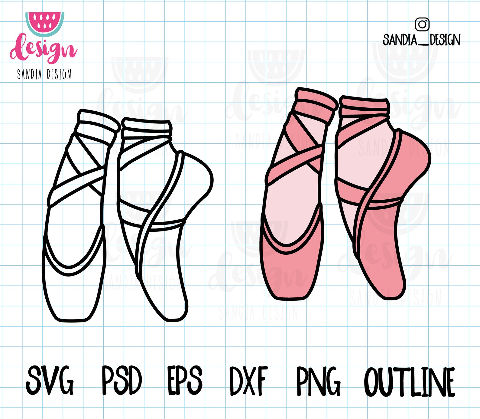 Doodle Ballet Shoes Dancing SVG PNG Psd outline personal Etsy