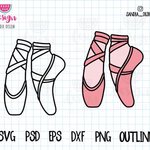 Doodle Ballet Shoes, Dancing, SVG, PNG, Psd, outline, personal and commercial use