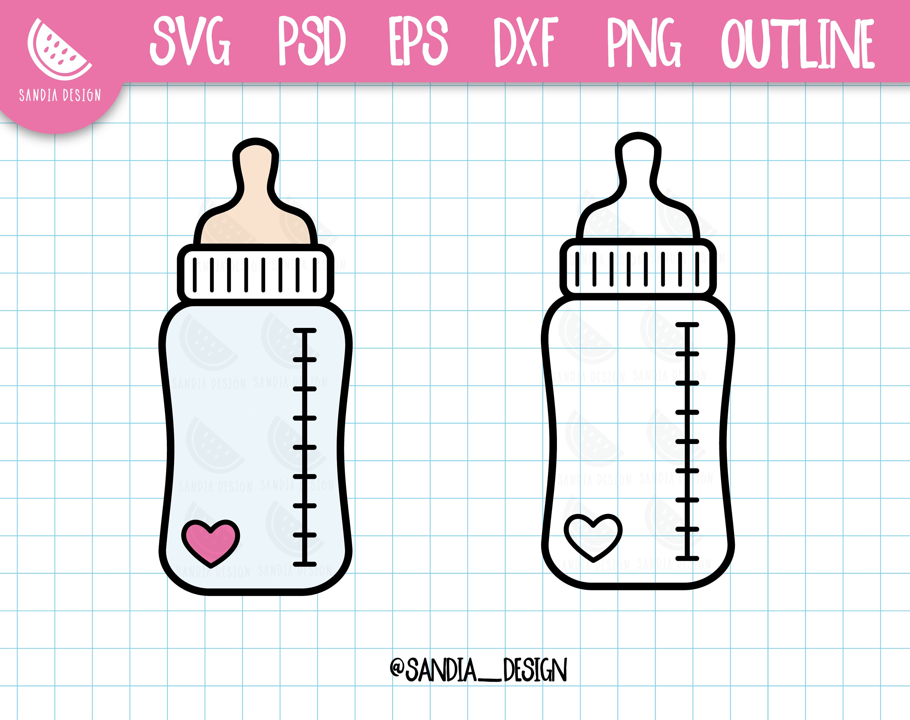 Doodle Feeding Bottle Baby Bottle SVG PNG Psd Outline - Etsy