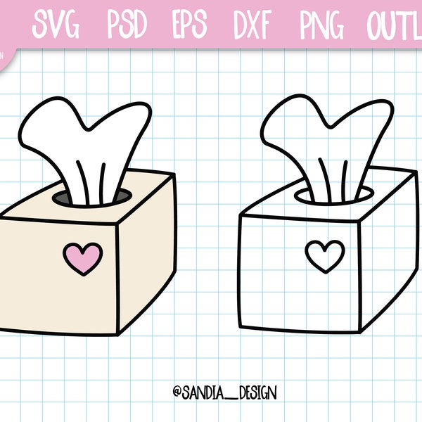 Doodle Tissue box, SVG, PNG, Psd, outline, personal and comercial use