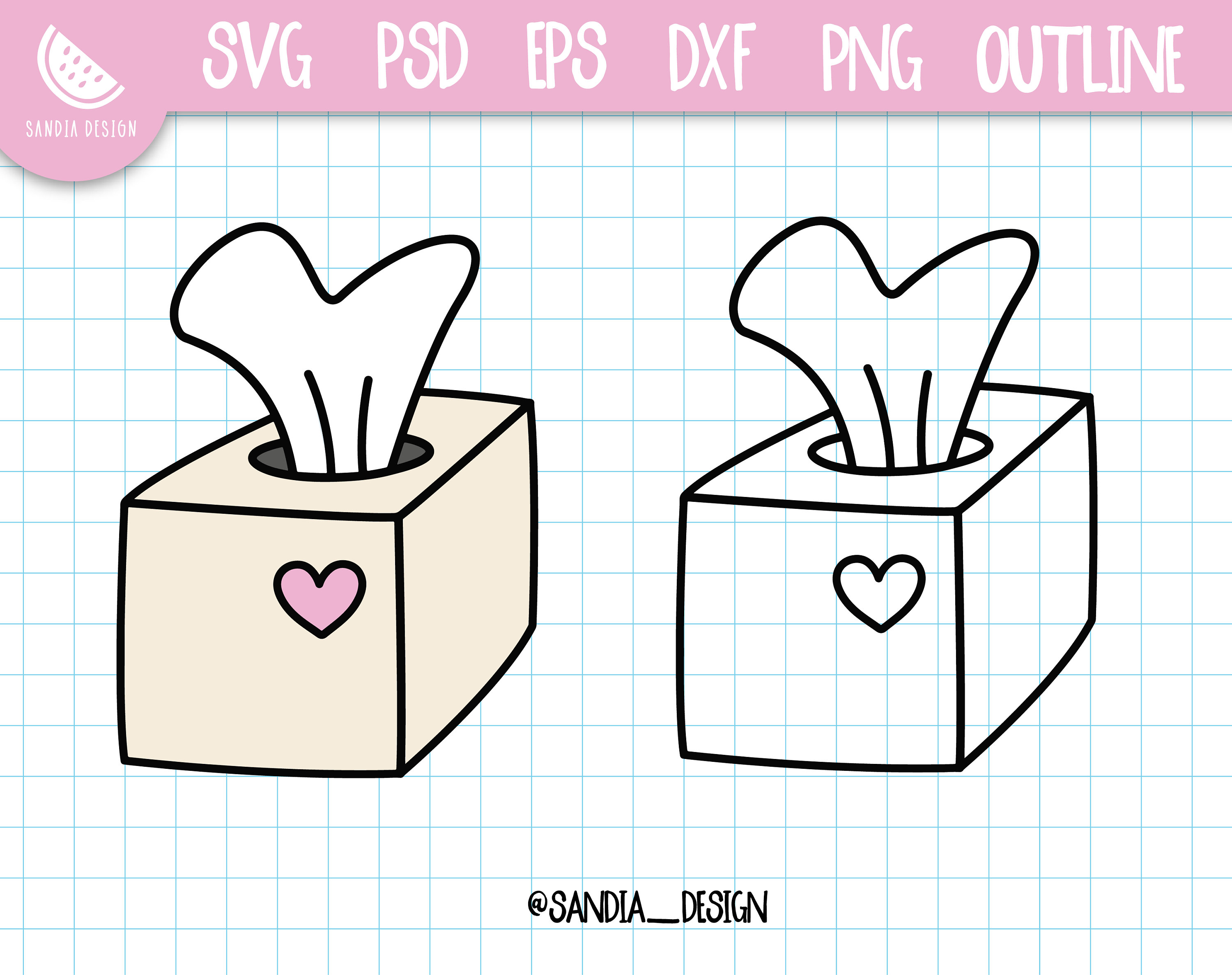 Tissue Box Svg File Doodle Tissue Box, SVG, PNG, Psd, Outline, Personal and Commercial Use ...