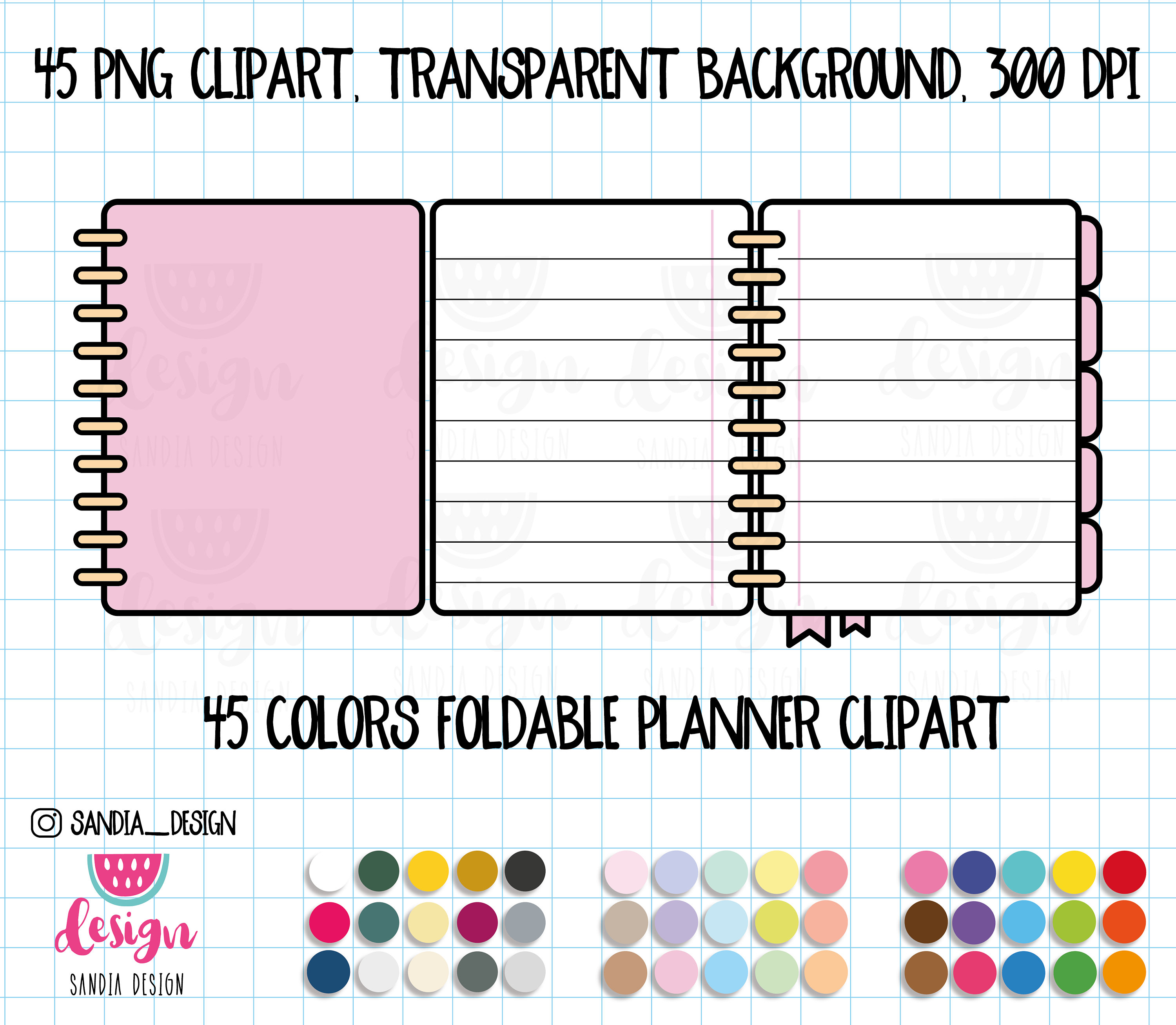 45 Foldable Planner Clipart. Time to plan. Personal and Etsy