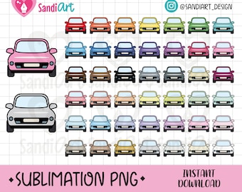 Doodle Car Multicolor Clipart, Sublimation PNG Clipart