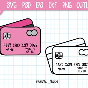 Doodle Credit card, SVG, PNG, Psd, outline, personal and comercial use