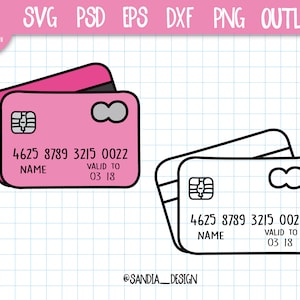 Doodle Carte de crédit, SVG, PNG, PSD, contour, usage personnel et commercial